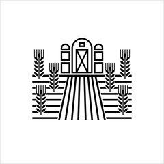 Wall Mural - Farm Field Icon, Barn, Farmland Agriculture Icon