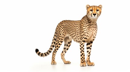 Wall Mural - Cheetah isolated on white background isolated on white background,. Created using Generative AI Technology