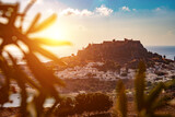 Fototapeta  - Acropolis of Lindos and city on the island of Rhodes in Greece.