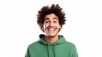 Young Brazilian man isolated on white background laughing isolated on white background,. Created using Generative AI Technology