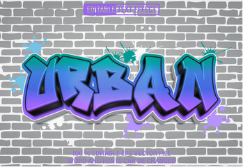 Leinwandbilder - Editable 3d text style effect - Urban Graffiti text effect Template