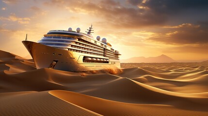 Canvas Print - cruise ship at sunset