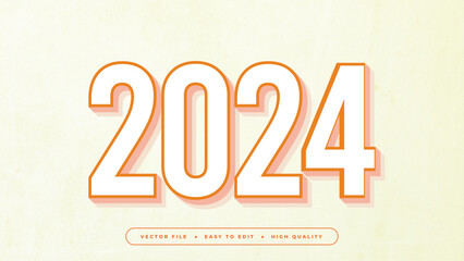 Poster - White and orange 2024 3d editable text effect - font style