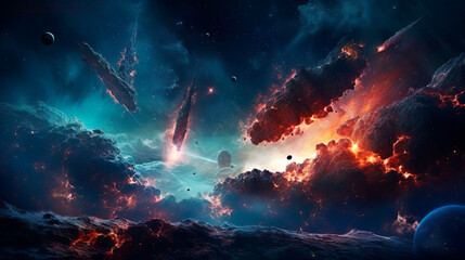interstellar intergalactic war in outer infinity space. high-tech deep space exploration to find new