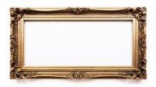 Antique Rectangle Decorative Gold Plated Wooden Picture Frame Isolated On White Background Isolated On White Background,. Created Using Generative AI Technology