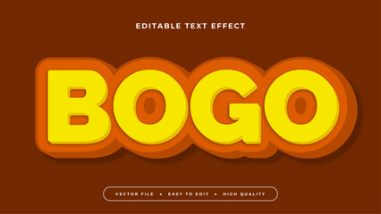 Poster - Brown orange and yellow bogo 3d editable text effect - font style