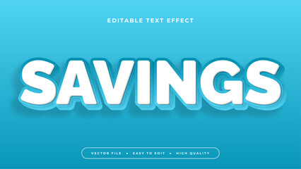 Poster - Blue and white savings 3d editable text effect - font style