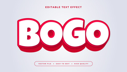 Poster - Red and white bogo 3d editable text effect - font style