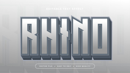 Poster - Gray grey and white rhino 3d editable text effect - font style