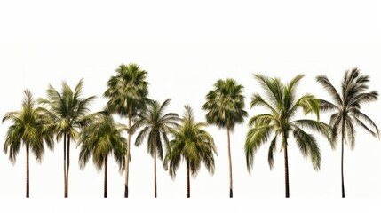 Wall Mural - Collection of Palm trees isolated on white background isolated on white background,. Created using Generative AI Technology