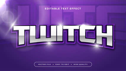 Poster - White and purple violet twitch 3d editable text effect - font style