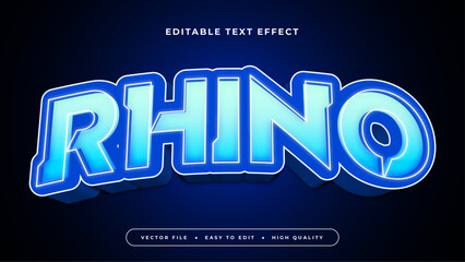 Poster - Blue and white rhino 3d editable text effect - font style