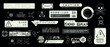 Cyberpunk style decals set. Set of vector car service stickers and labels in futuristic style. Inscriptions and symbols