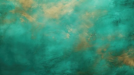 Poster - A painting featuring a green and gold background. Suitable for various design projects