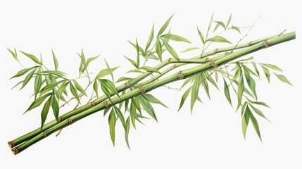 Wall Mural - A painting of a bamboo plant with vibrant green leaves. Perfect for adding a touch of nature to any space