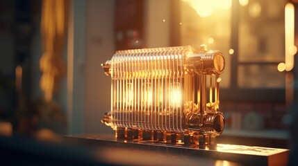 Poster - A close-up view of a lamp on a table. This versatile image can be used in various design projects