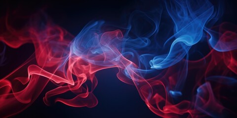 Poster - Close up view of vibrant red and blue smoke. Perfect for adding a pop of color and energy to designs or backgrounds