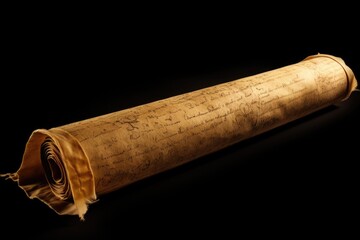 A rolled up piece of paper with writing on it. Perfect for adding a vintage touch to any project or design