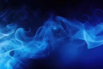Poster - Close up view of blue smoke on a black background. This image can be used for various purposes