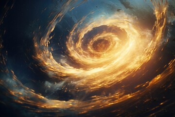 Poster - A spiral shaped object is depicted in a dark sky. This image can be used to portray mystery and the unknown