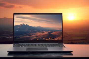 A laptop computer sitting on top of a table. Suitable for technology and workspace concepts