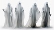 A chilling image of a group of ghostly figures standing in a line. Perfect for Halloween-themed projects or spooky designs