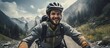Influencer capturing moments of adventure on social media with cycling, mountains, and a smile