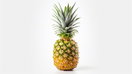 Poster - A pineapple sitting on top of a white surface. Can be used as a tropical fruit decoration or in food-related designs