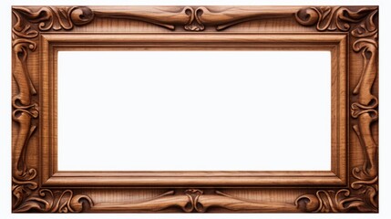 Aufkleber - A simple wooden picture frame against a clean white background. Ideal for displaying photographs or artwork