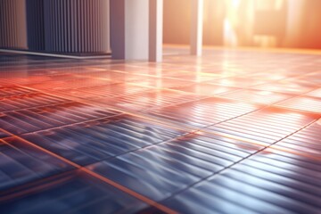 Poster - A room with a tiled floor illuminated by sunlight. Perfect for interior design or home improvement concepts