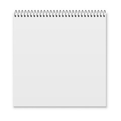 Poster - Spiral blank open notebook, top view mockup page isolated, template copybook cover with horizontal iron spiral - stock vector