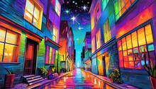 Scenario Of A Street Alley At Night Ai Art