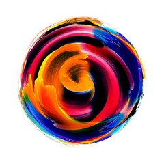 Wall Mural - multicolor dark watercolor painted transparent png circle