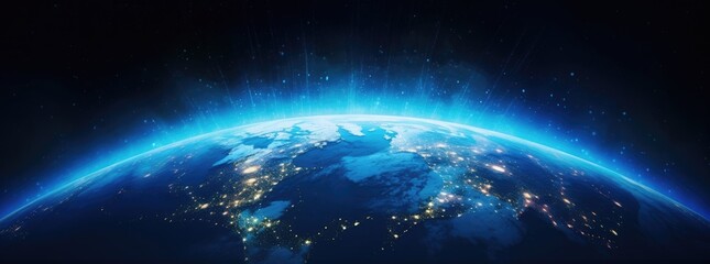 Wall Mural - an image of the earth with a view at the night time
