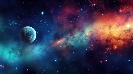Wall Mural - A vivid space background filled with celestial wonders, stars, and space for your message