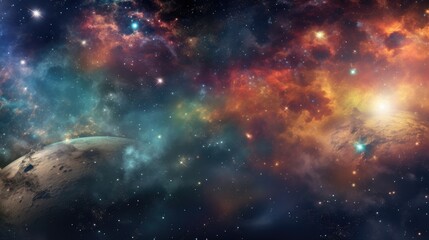 Wall Mural - A vivid space background filled with celestial wonders, stars, and space for your message
