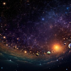 Wall Mural - A vivid space background filled with celestial wonders, stars, and space for your message
