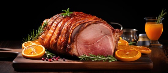 Sticker - Honey-glazed Easter ham with oranges and rosemary.