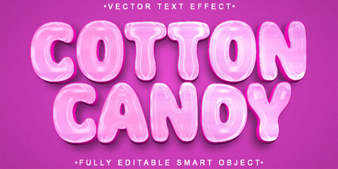 Poster - Pink Cute Cartoon Cotton Candy Vector Fully Editable Smart Object Text Effect