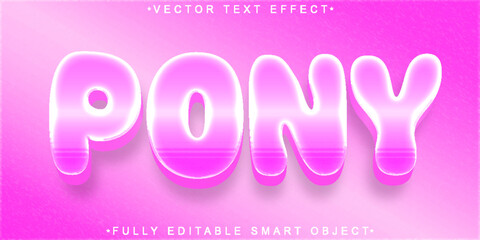 Poster - Cute Pink Pony Vector Fully Editable Smart Object Text Effect