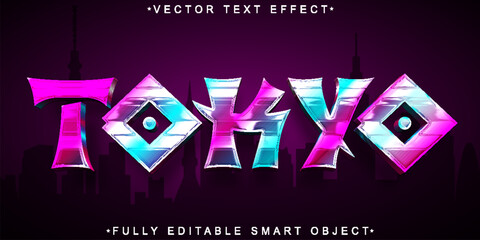 Poster - Colorful Shiny Tokyo Vector Fully Editable Smart Object Text Effect