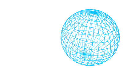 Poster - Blue mesh sphere on a white or transparent background. Globe structure.
