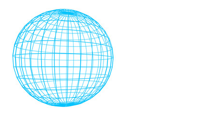 Poster - Blue mesh sphere on a white or transparent background. Globe structure.