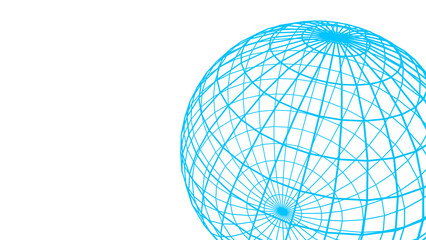 Poster - Blue mesh sphere on a white or transparent background. Globe structure.