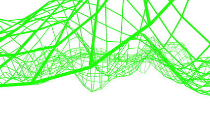 Poster - Green grid structure on a white or transparent background.