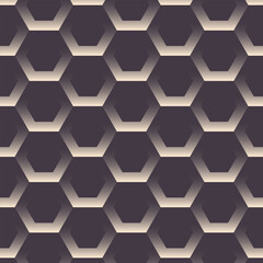 Wall Mural - Hexagon Blocks Grid Dark Seamless Pattern Vector Illustration