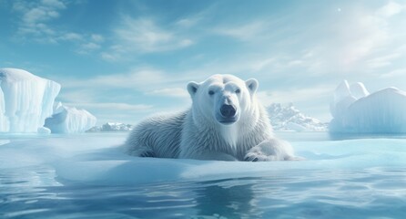close up polar bear resting on ice floes