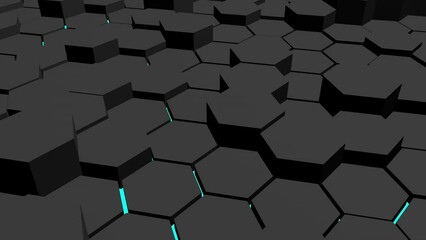 Poster - Dynamic gray hexagons. Screensaver or background for intro. Footage animation.
