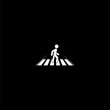 Crosswalk icon. Pedestrian crossing icon isolated on dark background