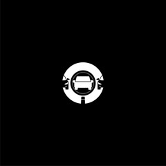 Sticker - Car search icon isolated on dark background